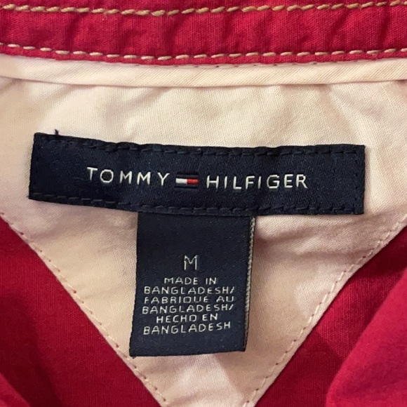 Tommy Hilfiger Cherry Red Roll-Tab Button-Up Shirt - Picture 9 of 10